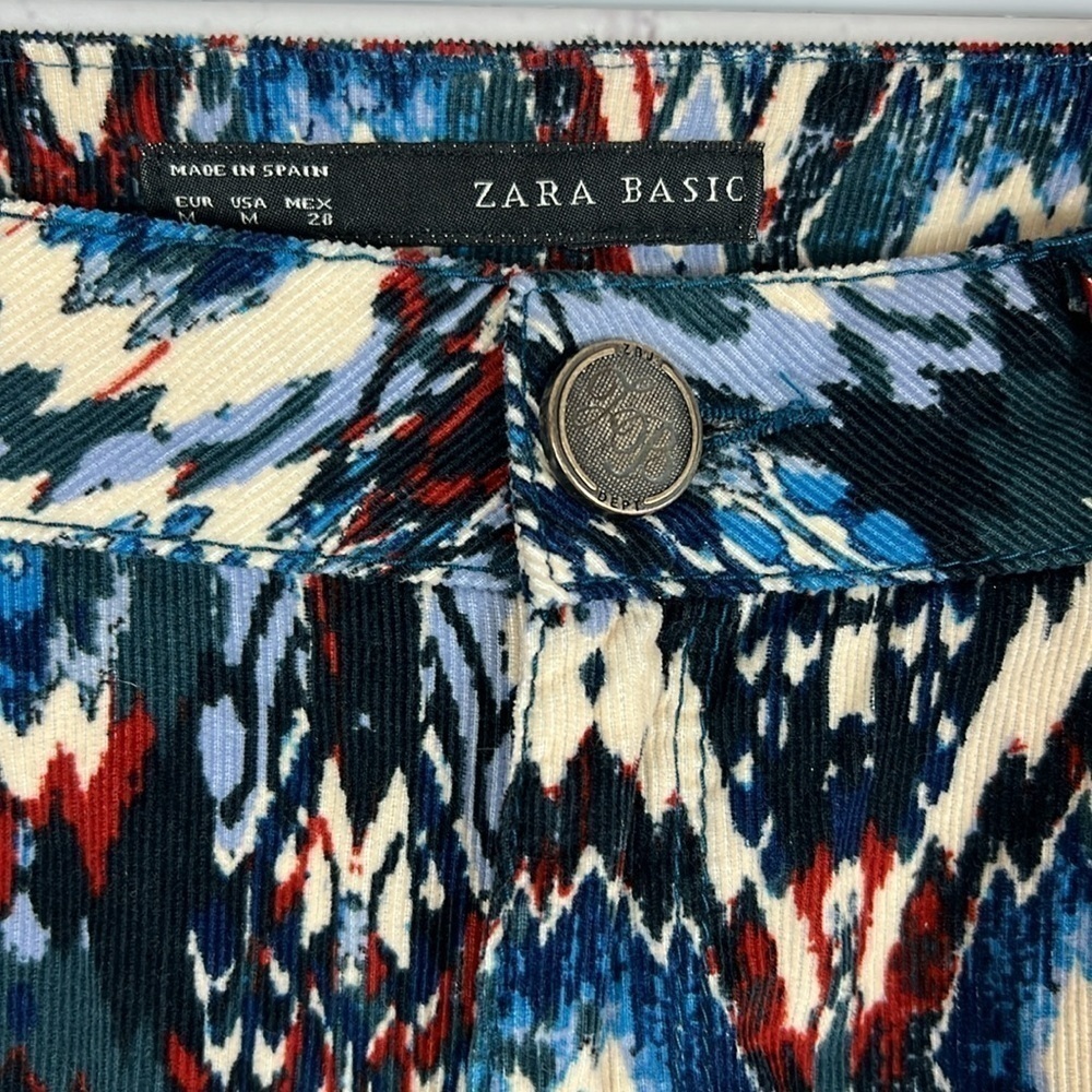 Zara Basic Women's Pants Ikat Pattern Corduroy St… - image 4